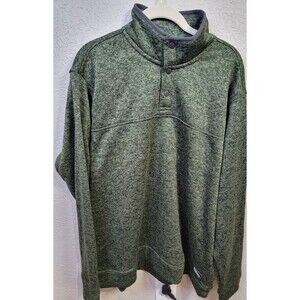 Eddie Bauer Mens XL Green Snap Mock Neck Pullover Sweater Fleece 100% Polyester